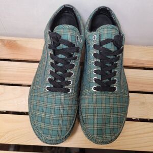 Vans Sneaker Green Plaid Black Laces - Size 7M / 8.5W